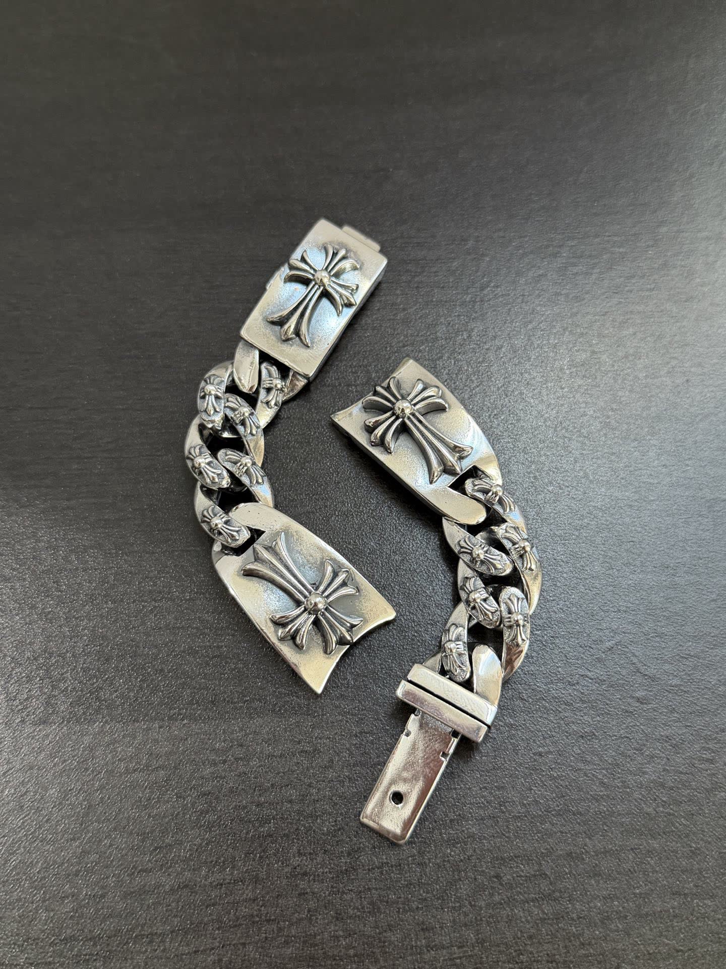 Chrome Hearts Silver Cross Link Bracelet